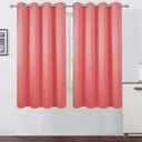 LEMOMO Coral Blackout Curtains 66 x 63 Inch Length/Set of 2 Curtain Panels/Thermal Insulated Room Darkening Blackout Curtains for Bedroom