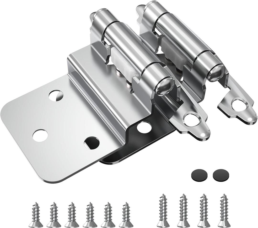 Chibery 3/8 Inch Inset Cabinet Hinges, 25 Pairs(50 Pack) Self Closing Flush Face Mount Hinges with Door Bumper, Variable Decorative Hardware for Bathroom, Furniture, Kitchen Cabinet Doors, Chrome