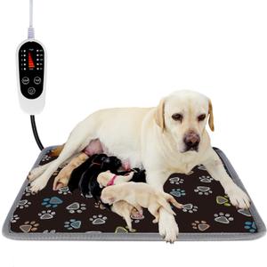 furrybaby Pet Heating Pad, Waterproof Dog Heating Pad Mat for Cat with Durable Anti-Bite Tube Indoor for Puppies Dogs Cats (1 Pack Black, 40 X 28in, Temp Adjustable)