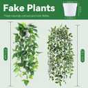 Der Rose 2Pcs Fake Plants Artificial Potted Faux Hanging Ivy Vines Plants Indoor for Home Bathroom Shelf Wall Bookshelf Decor