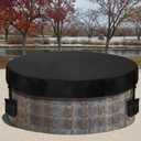 Tegeme 70-74 Inch Fire Pit Cover Round for in Ground 600D Oxford Cloth Waterproof Heavy Duty Built in Stone Fire Pit Cover for Outdoor Patio, Black