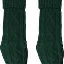 Cable Knit Christmas Hanging Stockings Solid Color,2 PCS (Green)