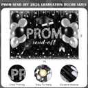 Lyrow 4 Set Prom Send Off 2026 with Carpet Runner Stainless Steel Stanchion 7 x 5 ft Class of 2026 Prom Background 3.3 x 16.5 ft Carpet Runner Velvet Ropes for Graduation Party Decoration(Black)