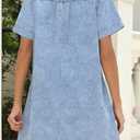 Women's Denim Dress for Women Cute Blue Babydoll Denim Shirt Dress Denim Dress with Pockets (Blue, L)