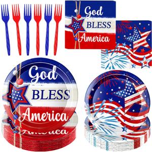 4th of July Plates and Napkins Sets: 150pcs 250th Anniversary Decorations 4th of July Decorations American Flag Patriotic Party Supplies for Independence Day