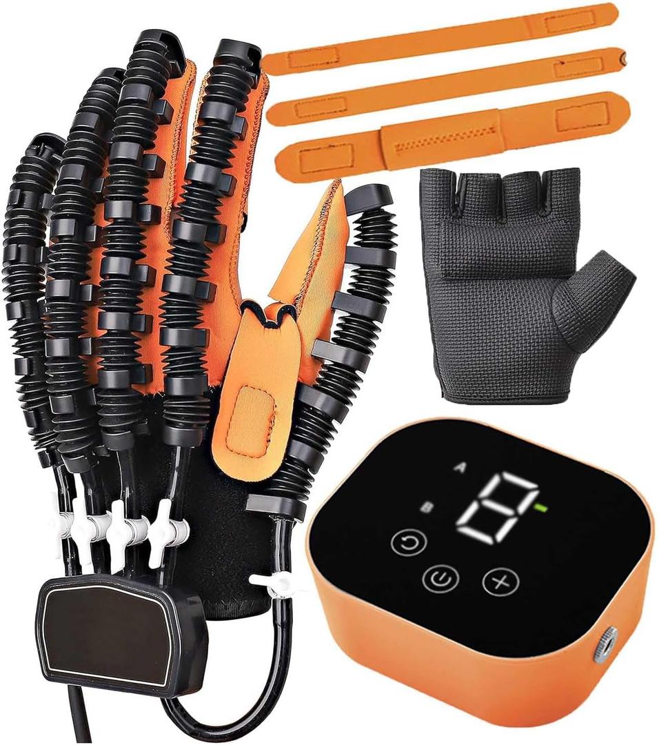 Both Hands Rehabilitation Robot Gloves, 2024 Electric Hand Function Equipment, Stroke Hemiplegia Fingers Recovery Massage Therapy, Finger Robot Rehab Gloves (Left Hand, M)
