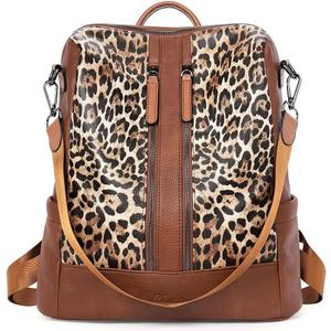 CLUCI Leather Backpack Purse for Women Convertible Large Travel Ladies Designer Fashion Casual College Shoulder Bag (0-1 Leopard Pattern)