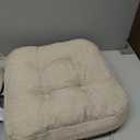 Dining Chair Cushions 2 Pack, Thick Memory Foam Kitchen Seat Pads | 3.5-inch triple-layer comfort, Non-slip backing, Secure ties, Removable washable covers, 16.5"x16.5" D-shaped, Beige