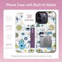 Goodon for iPhone 13 Pro Case Wallet - Flip Folio Leather Cover with Trendy Floral Design, 3 Card Slots & Kickstand Function, Stylish Protective Phone Case for Women and Girls - Eyes