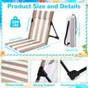 Karenhi 4 Pack Foldable Poolside Chairs Portable Beach Chair Khaki Stripe Folding Lounge Seat with Back Support with Carry Bag for Outdoor Adults Traveling Camping Picnic Lawn