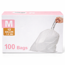 Code M 12 Gallon 100 Count Heavy Duty Trash Bags 1.2 Mil THICK 12 Gallon / Drawstring White Garbage Can Liners Compatible With SimpIehuman Code M | Heavy Duty Plastic Trash Bags