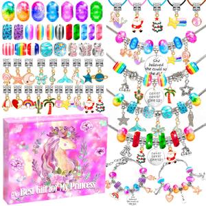 AMAZING TIME 130 Pcs Charm Bracelet Making Kit, Jewelry Toy for Girl Age 8-12 Beads Craft Set for 5 6 7 8 9 10 11 12 Year Old Teenage Birthday Gift