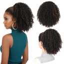 LEEONS Afro Kinky Curly Drawstring Ponytail for Black Women, 10 Inch Short Updo Ponytail Extension with 4 Hidden Combs, Chestnut Highlights for Natural Look (MB/33#)​