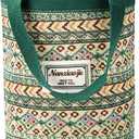 2 x Women Tote Bag,Small Jute Casual Tote's Handbag Embroidered Personalized Bucket Bag,Reusable Grocery Shopping Bags (Green)
