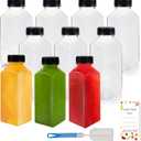 10 Pcs 12oz Plastic Juice Bottles With Caps, Reusable Food Grade Chear Juice Containers for Juicing, Smoothies, Coffee, and Other Beverages