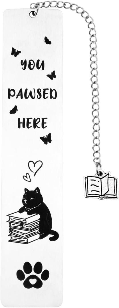 Cat Bookmark, Kitten Bookmark Stainless Steel Book Marks Metal Bookmark Book Marker Book Lover Gifts Funny Cute Animal Bookmarks with Gift Box for Readers Students Teachers School Library Souvenir