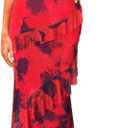 Womens Strapless Tube Maxi Dress Summer Sleeveless Mesh Ruffle Cocktail Party Long Dresses (XL)