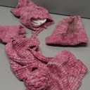 Kids Dinosaur Hat Scarf Gloves Set, Winter Warm Fleece Pompom Beanie Knit Scarf Christmas Gifts for Girls Boys 4-10 yr (Pink)