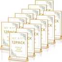 Acrylic Sign Holder 8.5X11 Double Sided Table Flyer Holder , Plastic Acrylic Display Stand for Home Office Shop Restaurant (12pcs) (Gold)