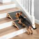 2 Pack Dog Ramp Stairs for Small Dogs 2-in-1 Solid Wood Pet Ramp & Calf Stretcher, Supports 170lbs, Non-Slip Carpet, Gentle Slope for Senior/Injured/Aging Dogs, Indoor/Gym Use, No Assembly Required