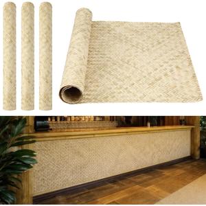 DoubleFill 3 Pack Lauhala Matting Roll 4' x 8' ft Weave Bamboo Wall Panels