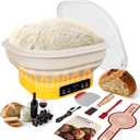 Heating Banneton Bread Proofing Basket, Upgrade Timer & 6 Temp Settings, Silicone Sourdough Bread Proofing Basket Set, Electric Thermostatic Banneton Basket with Display