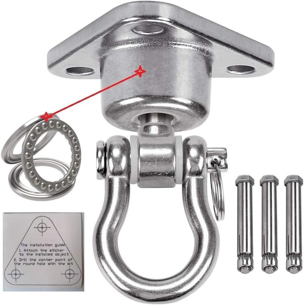 Stainless Steel Hanger with Smooth Swing Bearings, Heavy Duty 180+360 Swivel Swing Hook, 1500 lb Capacity Playground Yoga Hammock Chair Rope, Sandbag Porch Swing Bag Sleeve