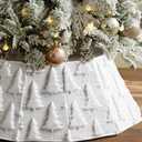 Soulchen Faux Fur Christmas Tree Collar White Foldable Christmas Tree Ring Rustic Faux Fur Plush for Xmas Base Stand Cover Xmas Holiday Decorations Indoor Home Decor