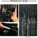 Black Fringe Curtain Party Streamers 5Pcs Foil Fringe Backdrop Curtains Wave Tinsel Streamers Black Party Decorations Door Streamers for Birthday Wedding Bridal Shower Halloween Decor