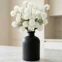 Lifewit 5 Pcs White Artificial Flower for Vase, Faux Silk Mums Ball with Long Stems for Home Decor, Wedding, Bulk Fake Small Chrysanthemums for Floral Arrangement, Pom Pom for Bouquets Centerpieces
