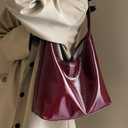 Women Tote Bags Soft Satchel Handbags PU Leather Tote Shoulder Bag Ladies Work Dating 2024 (Wine Red)