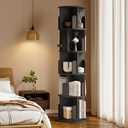 MXV Rotating Bookshelf, 360 Display 5 Tier, Small Corner Bookshelf for Small Space, Floor Standing Bookcase Storage Rack, Wood Narrow Book Shelf Organizer for Bedroom, Living Room, Black