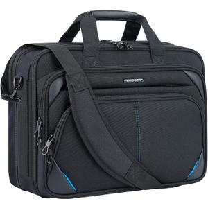 KROSER Laptop Bag 17.3 Inch Premium Laptop Briefcase, Expandable Laptop Shoulder Messenger Bag Durable Computer Case (Black Blue)