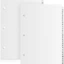 2 Set A to Z Tab Alphabet Dividers for 3 Ring Binder 5 1/2 x 8 1/2 Inch Binder Dividers Customizable Table of Contents Page with A to Z Tabs for Student Teacher Office Organize (White)