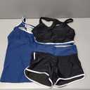 3 Piece Athletic Tankini Swimsuits for Women with Shorts Swim Tank Tops with Sports Bra and Boyshorts Bathing Suits M