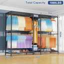 Ulif E12 Max Clothes RackHeavy Duty Freestanding Garment Rack with ShelvesMetal Clothing Closet Storage System for Hanging Clothes83" W x 16" D x 76.5" H, Hold 1060 lbsBlack