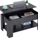 FDW Lift Top Coffee Table with Hidden Compartment and Storage Shelf Wooden Lift Tabletop for Home Living Room Reception Room Office,Black