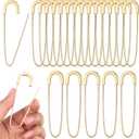 20 PCS 3 Inch Large Safety Pins Iron Brooch Safetys Pin Bulk Extra Large Heavy Duty Safetys Pin Decorative Safety Pins for Clothes, Leather, Canvas, Blankets, Crafts, Skirts-Gold