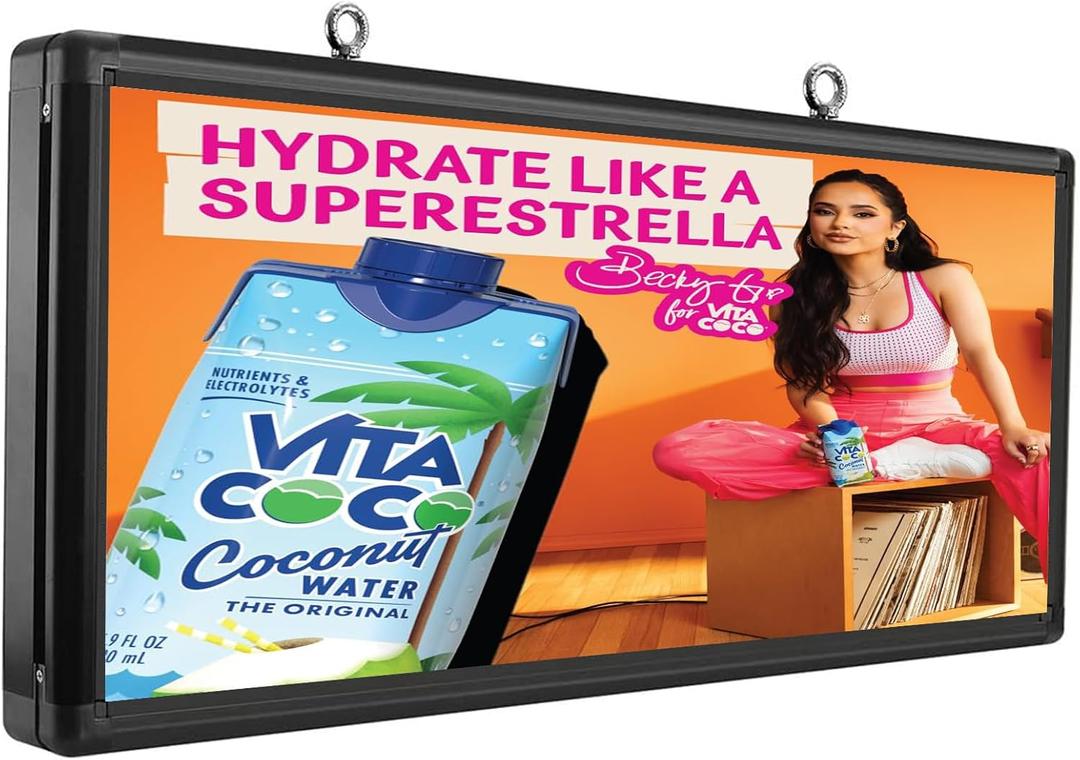 P6 Outdoor 40x18 inch LED Sign Display WiFi and USB Programmable With High Resolution Scrolling Texts, Colorful Images and Videos Advertising Sign Board for Business (P6 40''x18'')