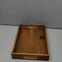 Rustic Brown Wood Food Serving Tray Cutout Handles Breakfast in Bed Coffee Rectangular Ottoman Nesting Crate Tabletop Storage Box Desktop Document Holder Party Office Home Kitchen