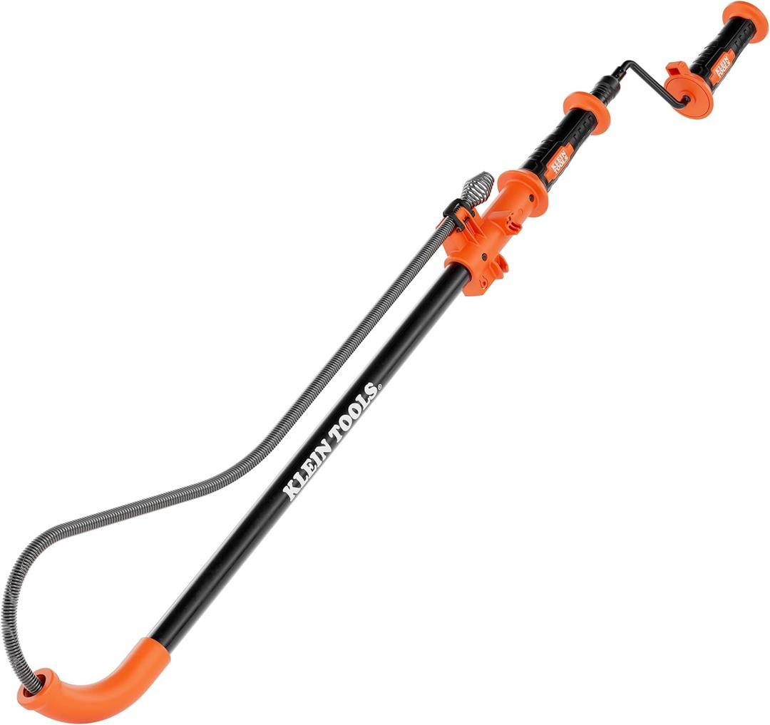 Klein Tools 53018 6-Foot Steel Toilet Auger, Extendable Toilet Snake Drain Clog Remover, Hybrid Manual Drill Operation, Plumbing Snake for Drains