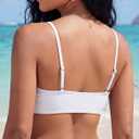 Women's Twist Front V Neck Bikini Top Padded Adjustable Spaghetti Straps Bathing Suit Tops Only (XL)