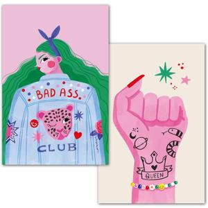 Gooji Girl Power Encouragement Greeting Cards with Envelopes, 10 Pack, Inspiring and Encouraging 4x6 Thank You Card Set, Original Cardstock Art, Blank Writable Inside