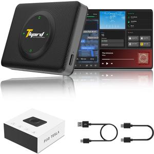 Wireless Tesla Carplay, 3-in-1 Adapter, Android Auto Wireless Adapter, Plug & Play, Easy Setup, for Tesla Model 3 Model Y 2018-2025 Original Car Screen, Compatible with iOS Android