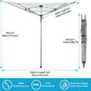 JS HANGER Collapsible 4-arm Rotary Outdoor Umbrella Drying Rack Metal Clothes Dryer Clothesline with 131ft Drying Space