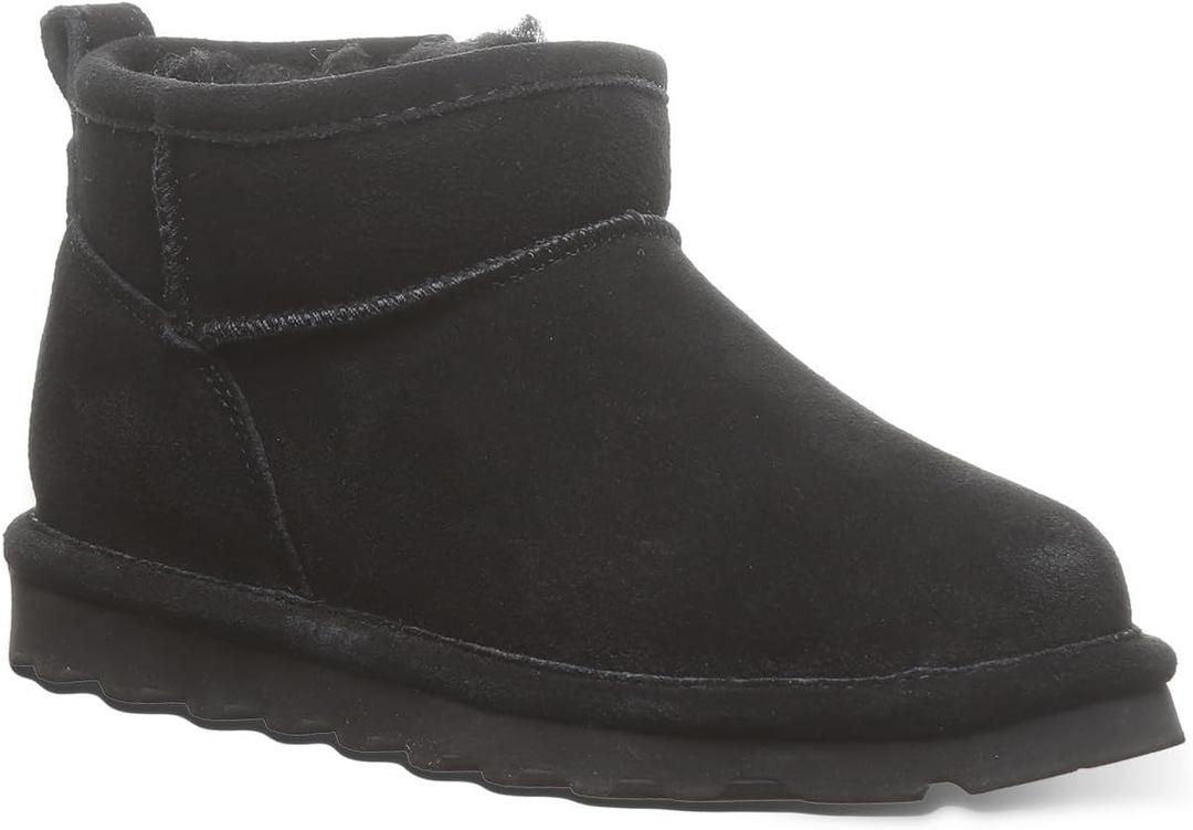 BEARPAW Shorty Youth Boot | Youth's Ankle Boot | Youth's Slip On Boot | Comfortable Winter Boot | Multiple Colors & Sizes (4 Big Kid, Black)