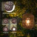 Rattan Outdoor Solar Lanterns, Solar Lights Outdoor Waterproof, 2 Pack Outside Table Lamp, Gardening Lantern Lights Gifts for Women, Hanging Lantern for Yard, Patio, Tree, Tabletop Decoration (Coffee)