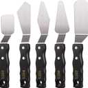 5-piece Large Palette Knife Set Stainless Steel Painting Knives with Wood Handles for Acrylic & Oil Painting Canvas Texturing, Impasto, Color Mixing Art Supplies for Artists and Beginners