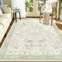 8'x10' Area Rugs Washable,Green Rug for Living Room Bedroom Dining Room,Large Boho Farmhouse Botanical Bohemian Distressed Oriental Carpet Non Slip,Sage Floral Bird