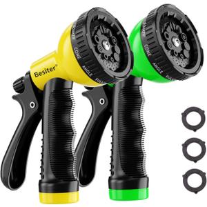 Garden Hose Nozzle Sprayer: 2 Pack 10 Watering Patterns Water Hose Spray Nozzles for Garden Hose Heavy Duty Hose Head Hose Attachment for Garden Hose YellowGreen